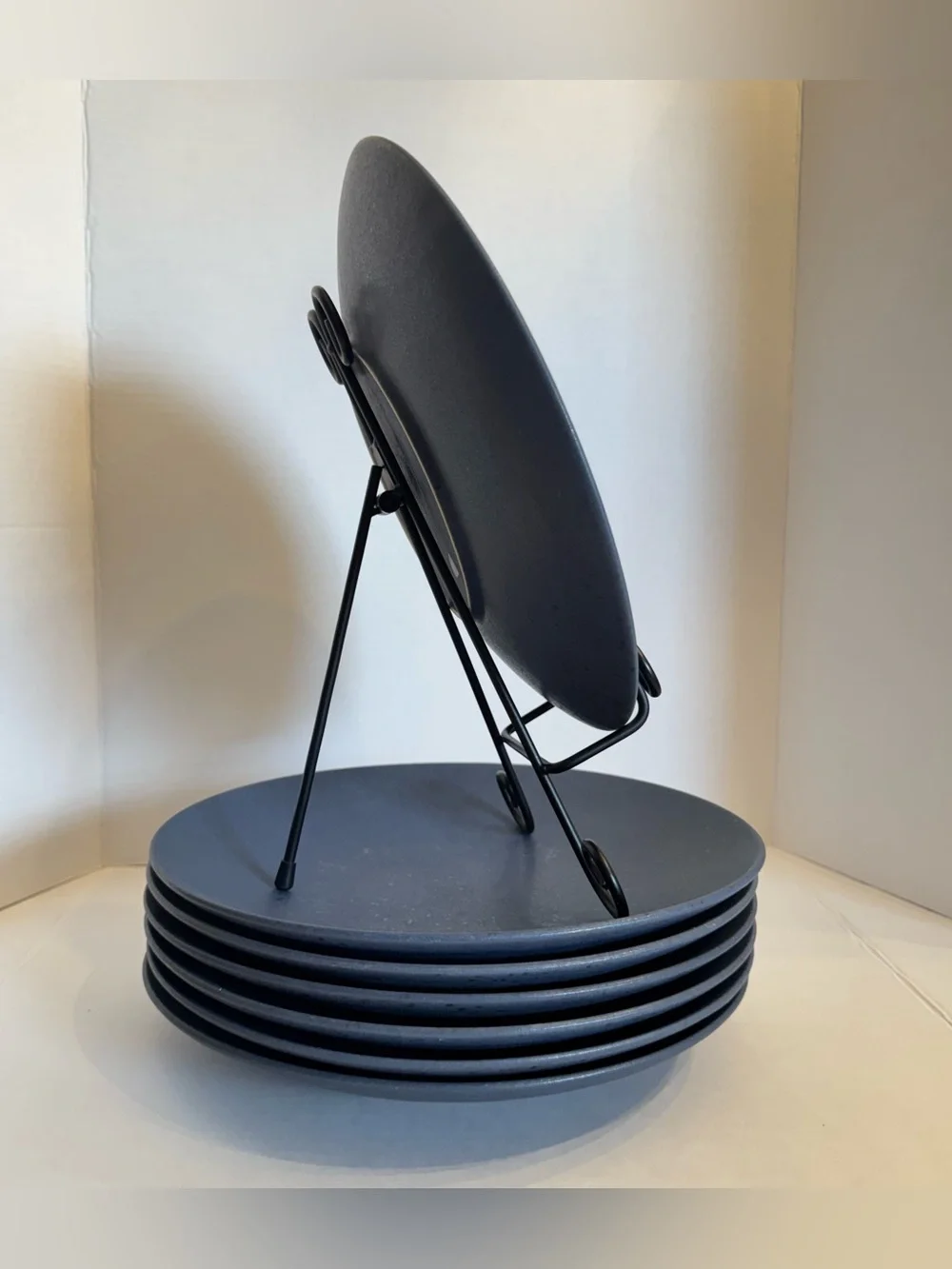 RARE Crate Barrel Craft Indigo Stoneware Coupe Dinner Plate 11
